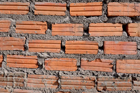 Building red bricks wall