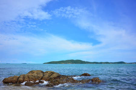 Rock and sea with blue skyの写真素材