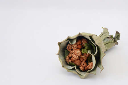 A bouquet of dried flowers on white backgroundの写真素材