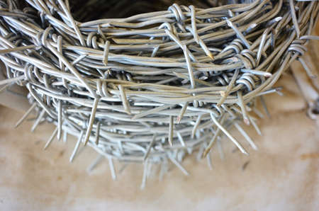 Roll of barbed wireの写真素材