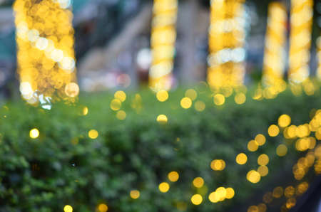Light gold bokeh on green background textureの写真素材