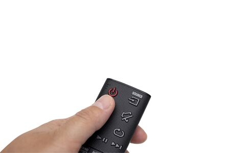 Smart remote control on  on white  with  .