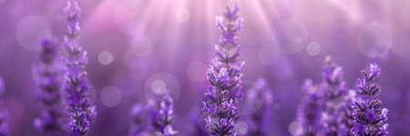 Lavender flowers background banner panorama with copy space for textの写真素材