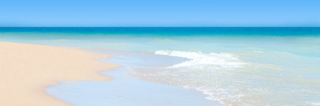 Panoramic view of beautiful tropical beach and turquoise sea