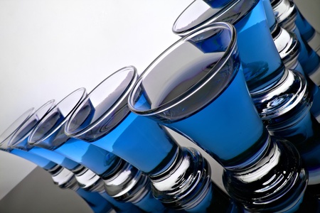 glass goblet on gray backgroundの写真素材