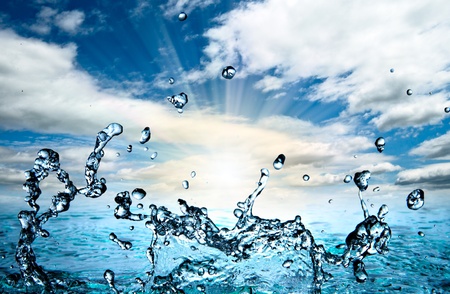 blue water on sky backgroundの写真素材