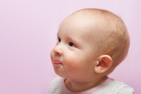 closeup portrait of happy babyの写真素材