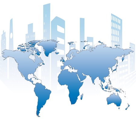 construction of buildings and buildings under construction on a world mapの写真素材