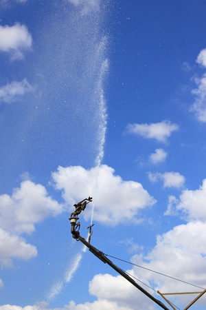 an irrigation system for agriculture in a grain fieldの写真素材