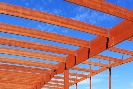 Natural wood construction of a house or business for an ecological energy saving
