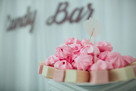 Dessert table and candy bar on weddingの写真素材