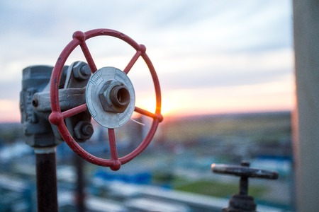 Pipes and valves , building system on topの写真素材