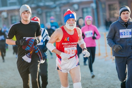 OMSK, RUSSIA - JANUARY 7, 2015: International winter marathon in Siberiaのeditorial素材