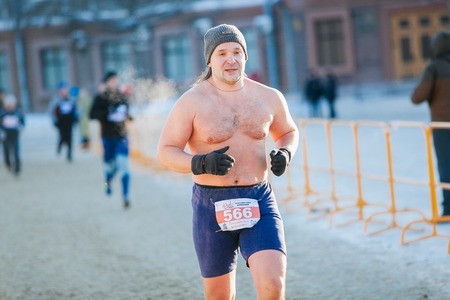 OMSK, RUSSIA - JANUARY 7, 2015: International winter marathon in Siberiaのeditorial素材