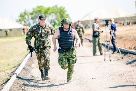 Omsk, Russia - July 1, 2015: military training, riot police unite - Omon -  in Omsk