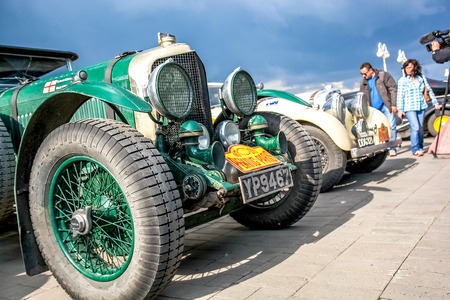 Omsk, Russia - June 11, 2013: stage of Rally Peking-Paris by retro cars in Siberia