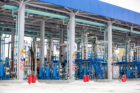 empty gas station for trucks at oil refinery factory electronic terminals