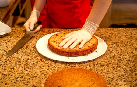 process of making homemade sponge cake with raisins