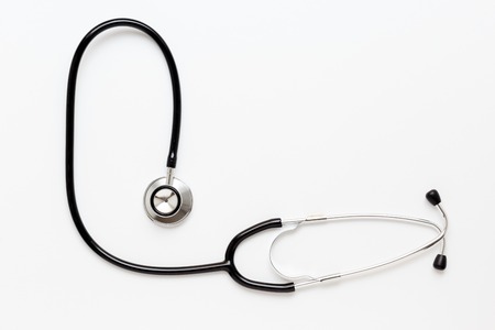 new stethoscope on a white background  isolated close upの写真素材