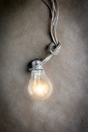 concept of idea illustration lit lamp close upの写真素材