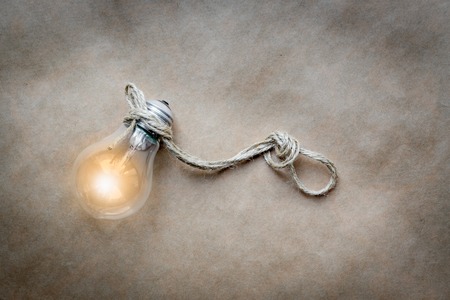 concept of idea illustration lit lamp close upの写真素材