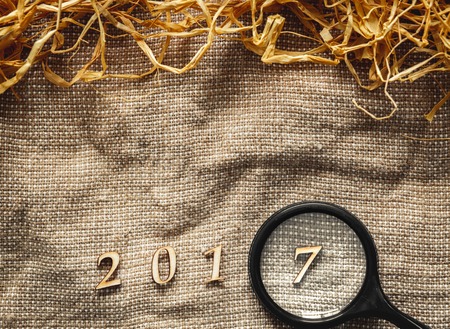 sackcloth texture for Christmas, New Year 2017 with space for text.