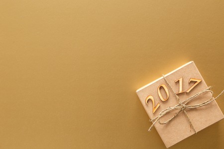 golden paper texture for Christmas, New Year 2017 with space for text.の写真素材
