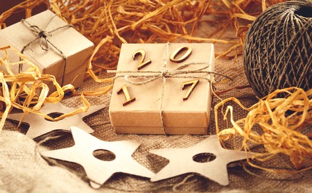 Christmas craft gift box - New Year 2017.の写真素材