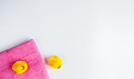 baby accessories for bath on white background top viewの写真素材