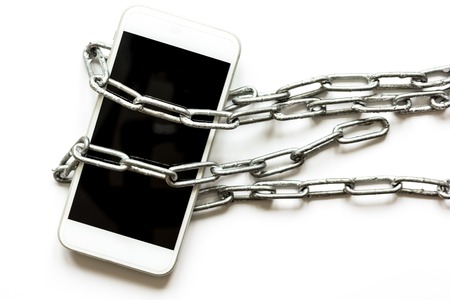 concept smartphone protection on white background close up