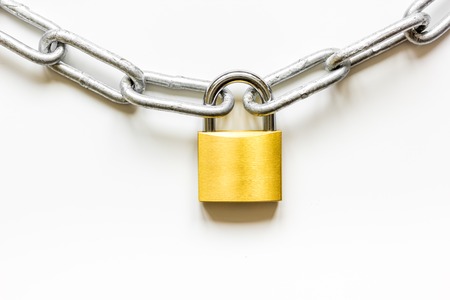 concept data protection with metal chain on white background close upの写真素材