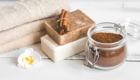 Preparation for spa treatments on white background close upの写真素材