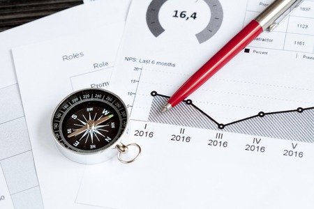 concept of choice way in business compass top view.の写真素材