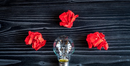 concept idea inspiration on dark wooden background top view.