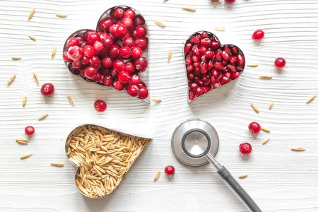 concept healthy for heart food on wooden background top view.の写真素材