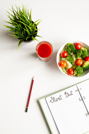 concept diet and slimming plan with vegetables top view mock upの写真素材