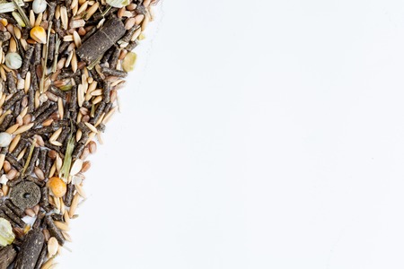 dry food for rodents on white background top view.の写真素材