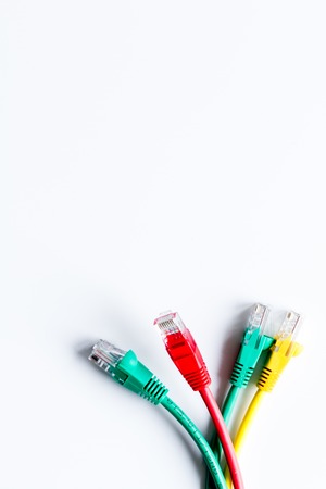 concept network internet cable on white background top view.の写真素材