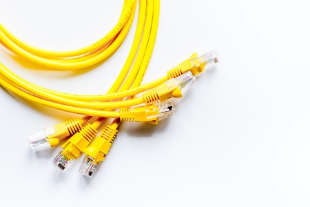 concept network internet cable on white background top view.