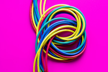 concept network internet cable on pink background close upの写真素材