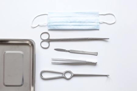 instruments for plastic surgery on white background top viewの写真素材