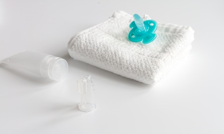 prevention and care childrens teeth white background top view