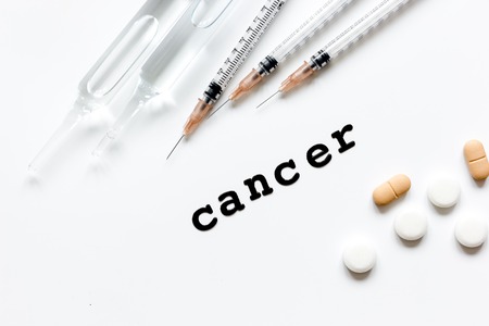 concept - cancer top view on white backgroundの写真素材