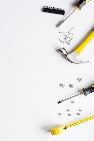 Tools for repairing top view on white backgroundの写真素材