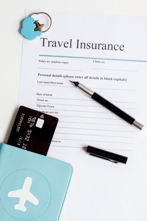 travel booking concept top view on white background mock up