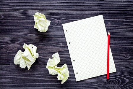concept of writer desktop on wooden background top view mock upの写真素材