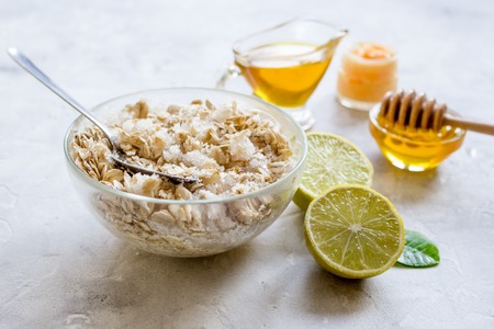 organic citrus scrub homemade on gray background.の写真素材