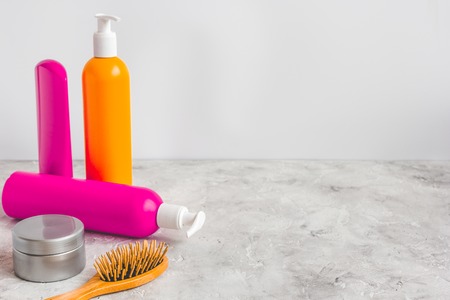 cosmetics for women hair care and spa in bathroomの写真素材