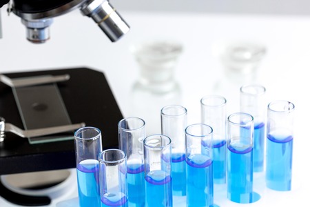 laboratory work with microscope top view