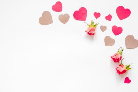 concept of Valentines Day with heart background mock upの写真素材